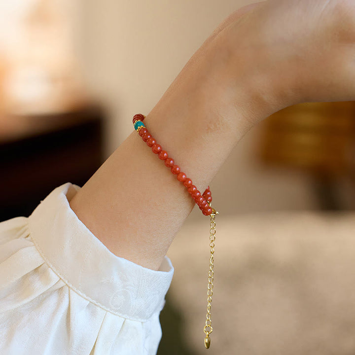 Juego de anillos y colgante de collar, pulsera de confianza, turquesa, ágata roja Natural, chapado en plata de ley 925, Buddha Stones