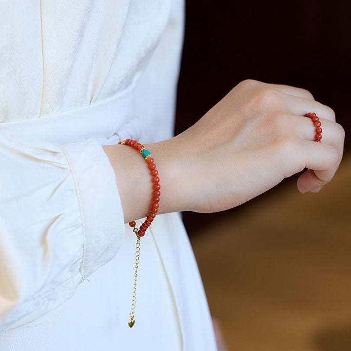 Juego de anillos y colgante de collar, pulsera de confianza, turquesa, ágata roja Natural, chapado en plata de ley 925, Buddha Stones