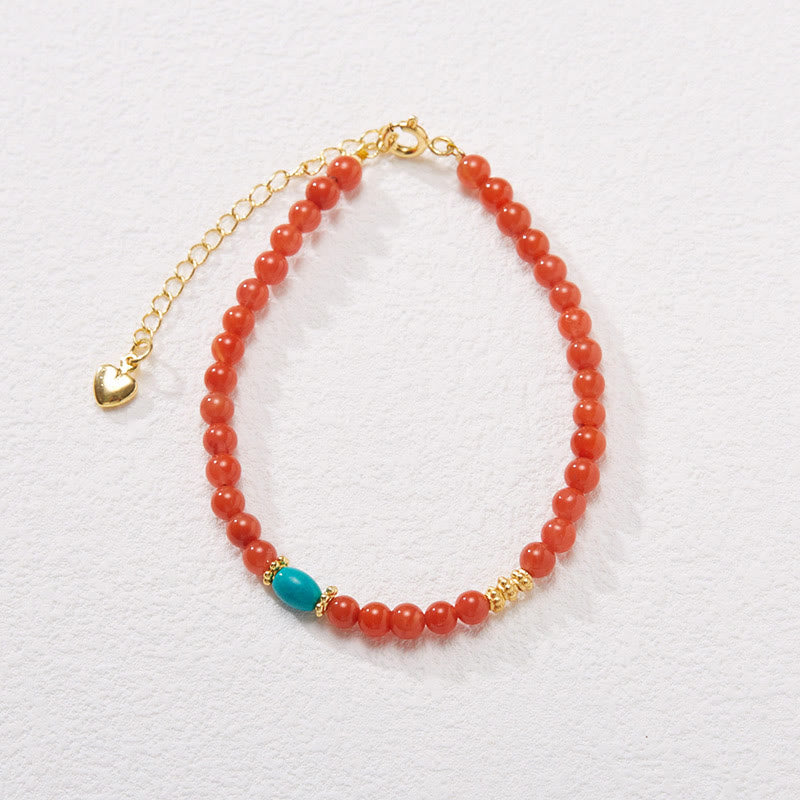 Juego de anillos y colgante de collar, pulsera de confianza, turquesa, ágata roja Natural, chapado en plata de ley 925, Buddha Stones