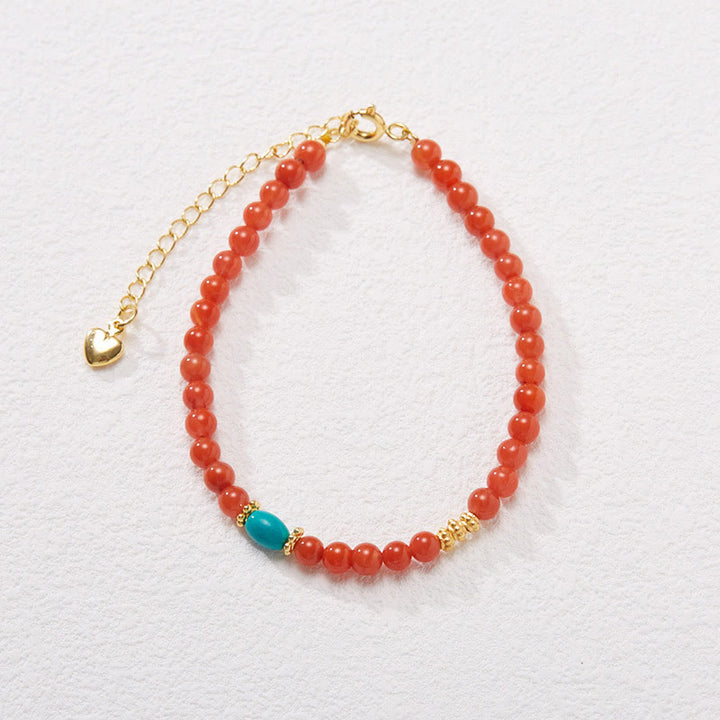 Juego de anillos y colgante de collar, pulsera de confianza, turquesa, ágata roja Natural, chapado en plata de ley 925, Buddha Stones