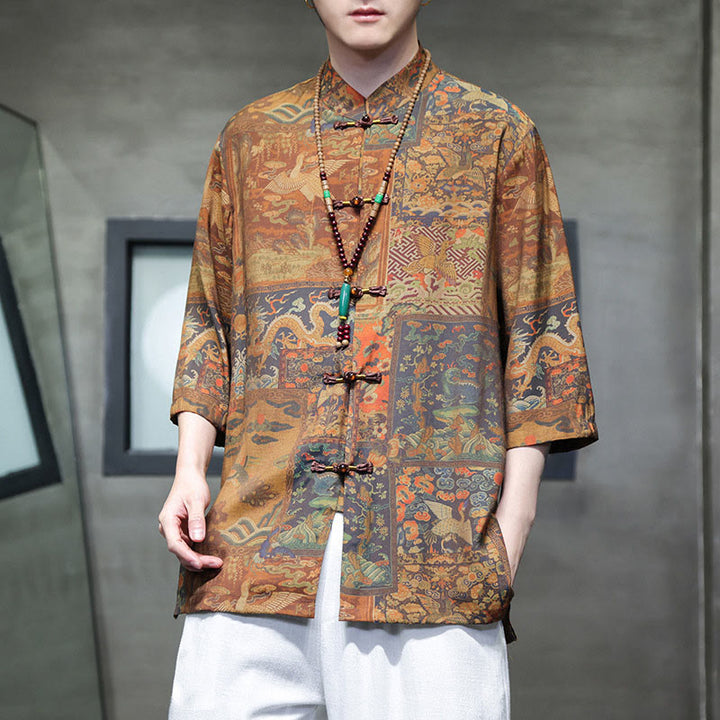 Camiseta de hombre con diseño de dragón chino y paisaje de Buddha Stones , camiseta de manga tres cuartos china - Dragón chino (solo la parte superior) - US/UK/AU46, EU56 (5XL)  - image 13
