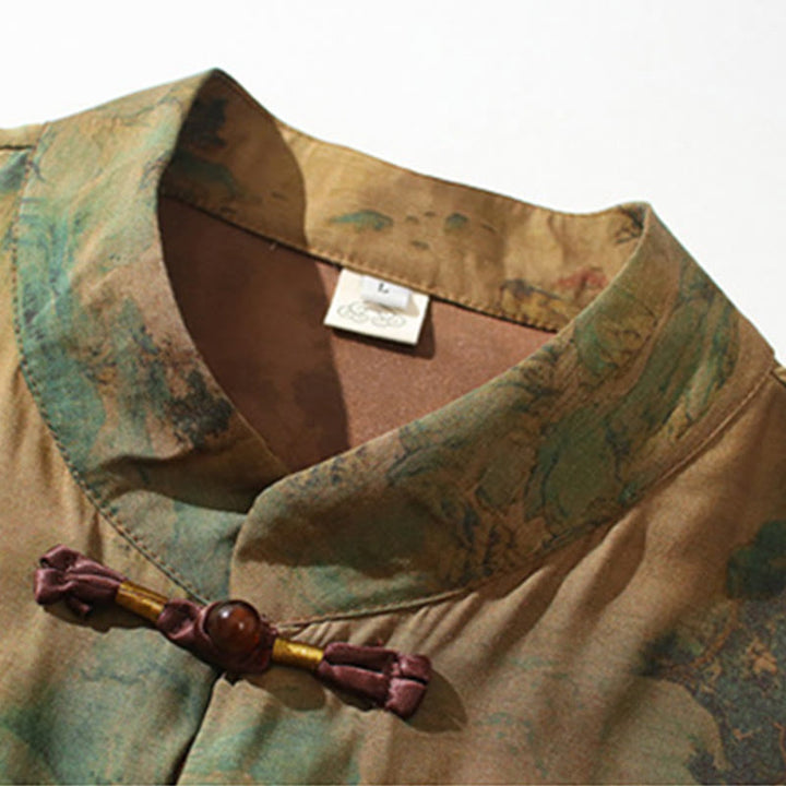 Camiseta de hombre con diseño de dragón chino y paisaje de Buddha Stones , camiseta de manga tres cuartos china - image 9