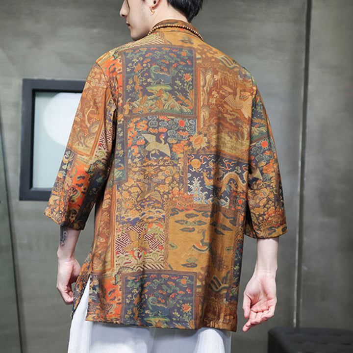 Camiseta de hombre con diseño de dragón chino y paisaje de Buddha Stones , camiseta de manga tres cuartos china - image 15