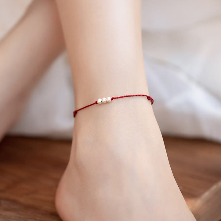 Pulsera tobillera de hilo de protección con tres cuentas de plata de ley 925 con Buddha Stones - image 11