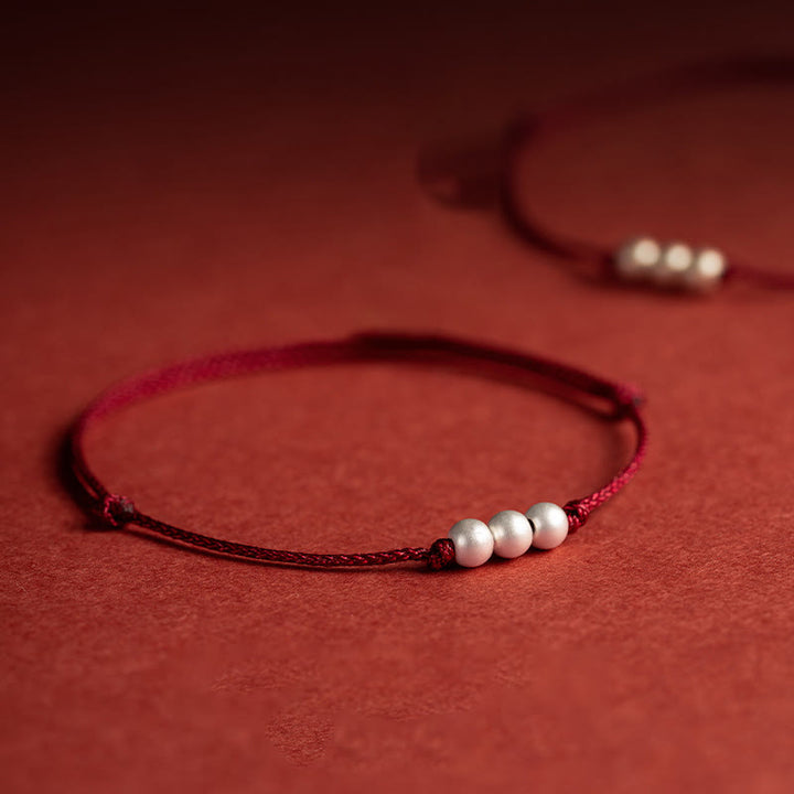 Pulsera tobillera de hilo de protección con tres cuentas de plata de ley 925 con Buddha Stones - image 5