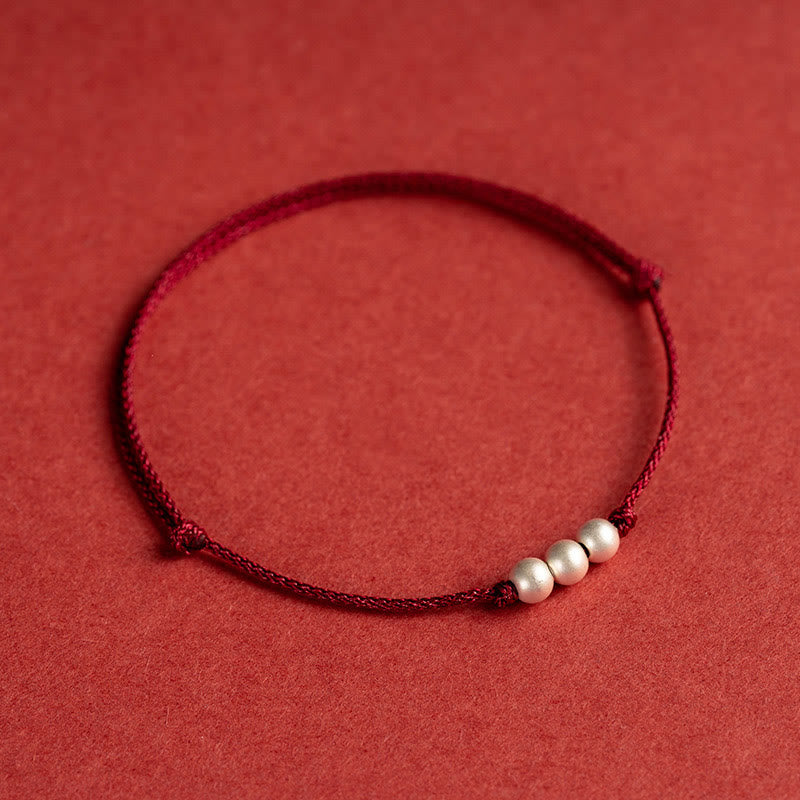 Pulsera tobillera de hilo de protección con tres cuentas de plata de ley 925 con Buddha Stones - image 3