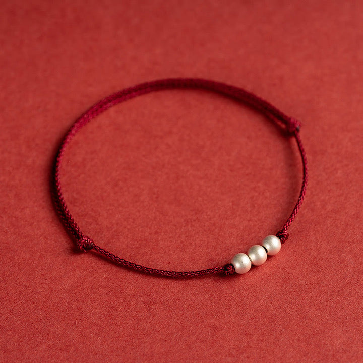 Pulsera tobillera de hilo de protección con tres cuentas de plata de ley 925 con Buddha Stones - image 3