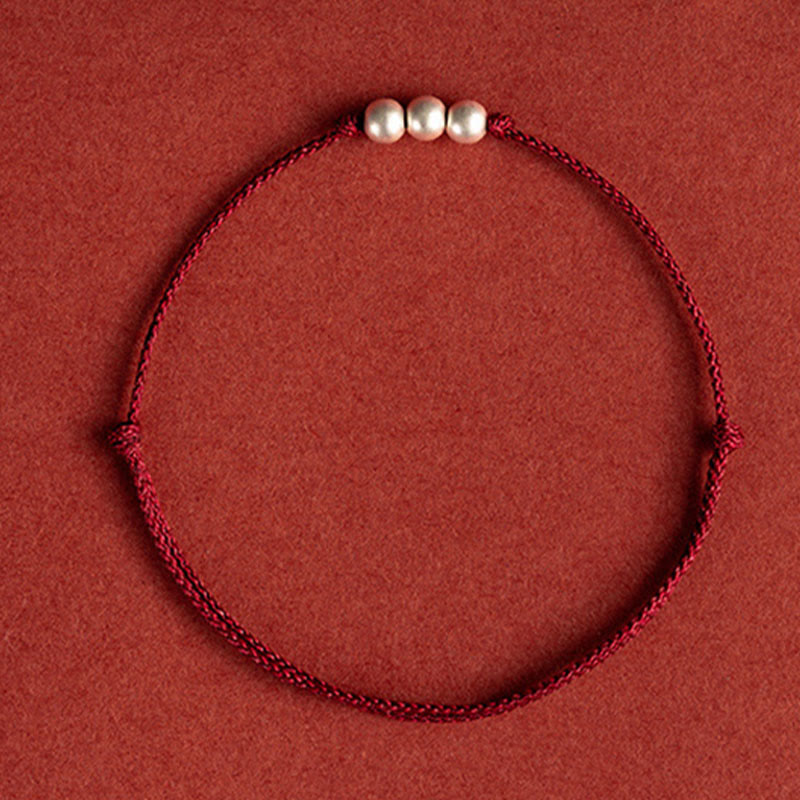 Pulsera tobillera de hilo de protección con tres cuentas de plata de ley 925 con Buddha Stones - image 3