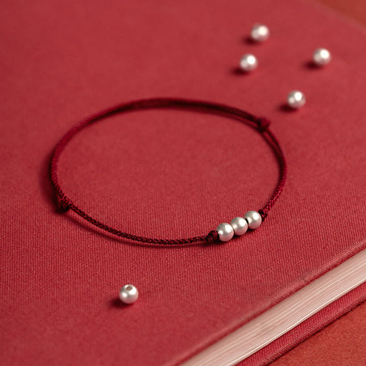 Pulsera tobillera de hilo de protección con tres cuentas de plata de ley 925 con Buddha Stones - image 6