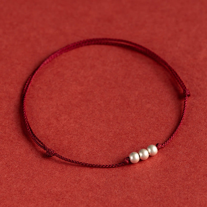 Pulsera tobillera de hilo de protección con tres cuentas de plata de ley 925 con Buddha Stones - Tobillera (circunferencia 21-27cm) - image 11