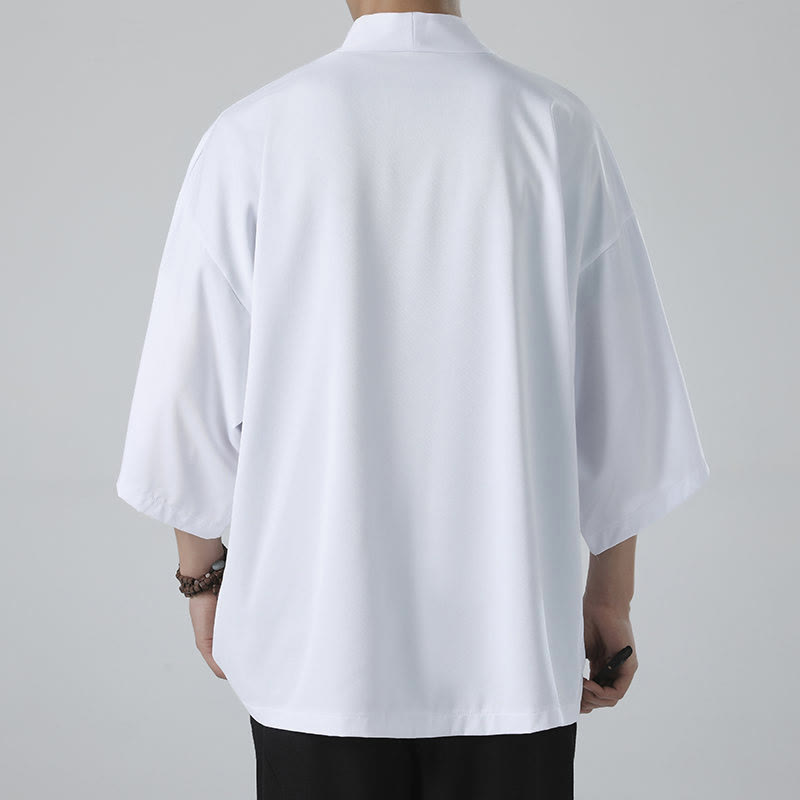 Kimono de hombre con chaqueta abierta de color liso y Buddha Stones - image 9