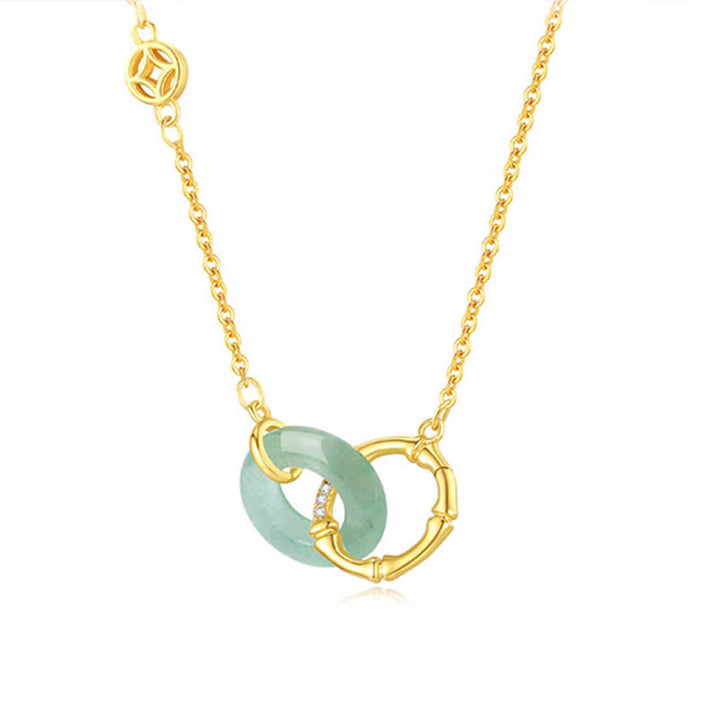 Colgante de plata de ley 925 con Buddha Stones , Aventurina verde Natural, hebilla de la paz, moneda de bambú, colgante de prosperidad - image 7