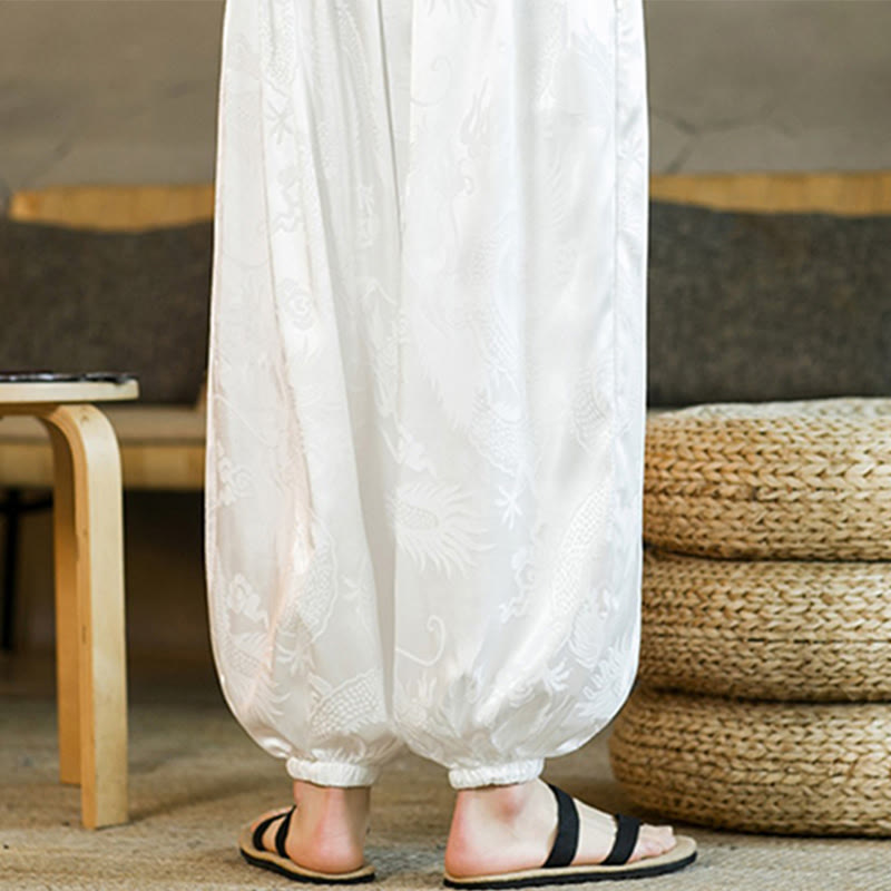 Pantalones bombachos holgados con estampado de dragón y Buddha Stones para hombre con bolsillos - image 15