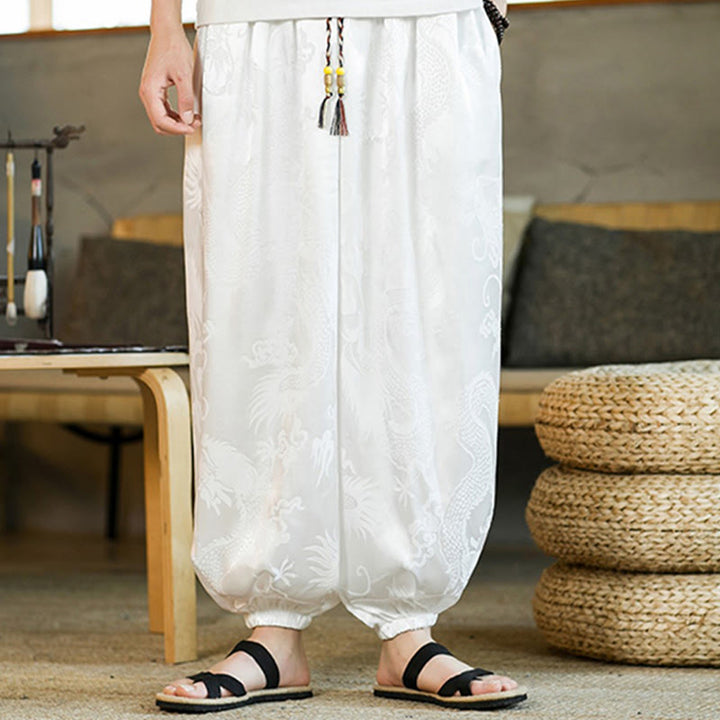 Pantalones bombachos holgados con estampado de dragón y Buddha Stones para hombre con bolsillos - image 12