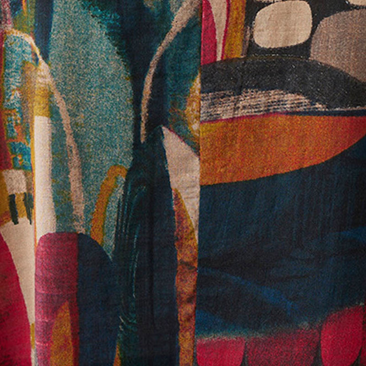 Vestido midi con estampado colorido de Buddha Stones Vestido estilo túnica de media manga de algodón con bolsillos - image 11