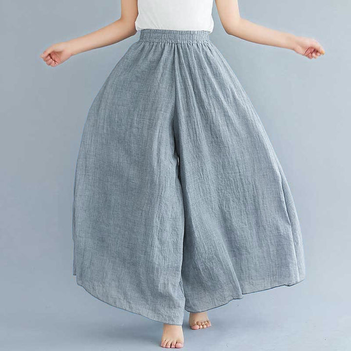 Buddha Stones - Pantalones de pierna ancha para mujer, estilo casual, sueltos, de algodón y lino, para yoga y danza - Azul - US2, UK/AU6, UE34 (M) - image 12
