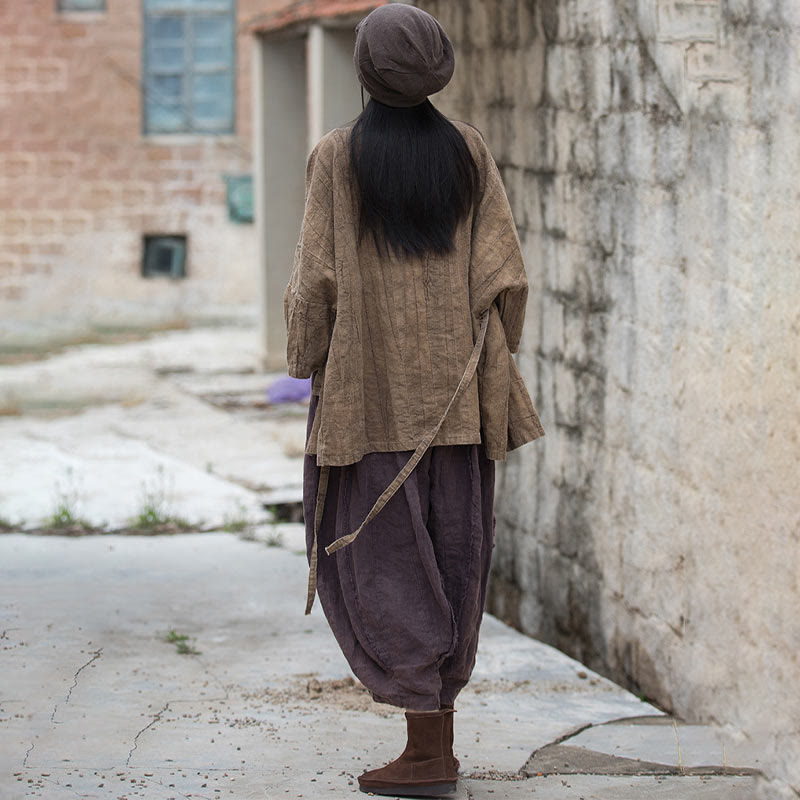 Buddha Stones Tie Dye Abrigo con diseño de cordones Meditación Zen Chaqueta con parte delantera abierta - image 9