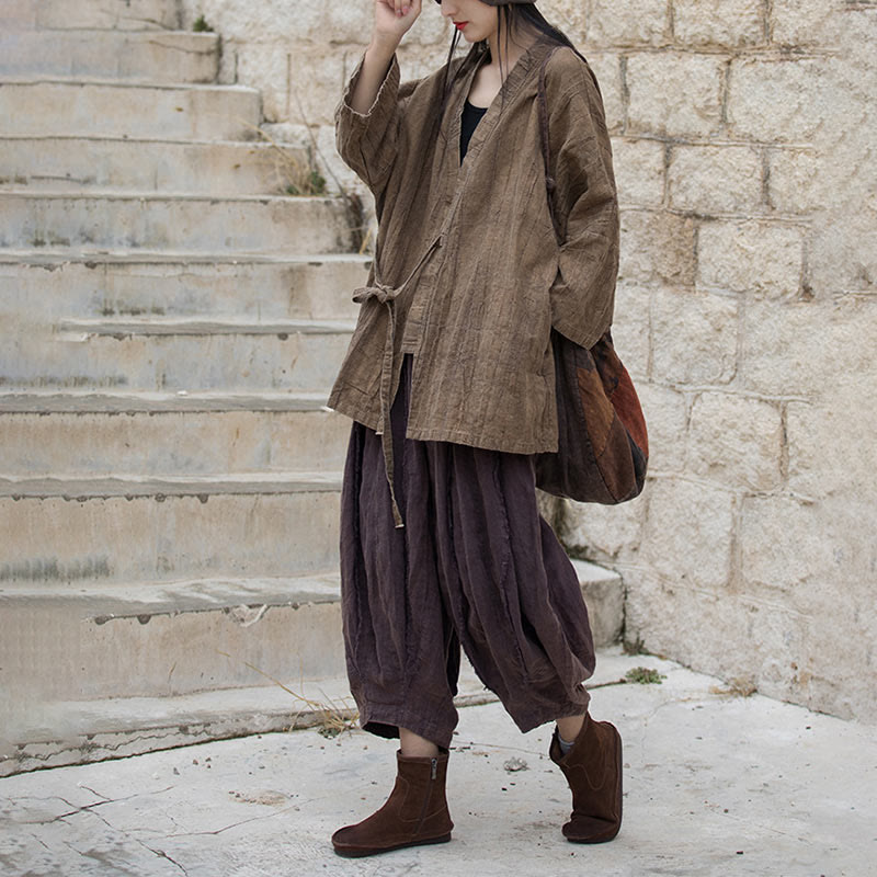 Buddha Stones Tie Dye Abrigo con diseño de cordones Meditación Zen Chaqueta con parte delantera abierta - image 7