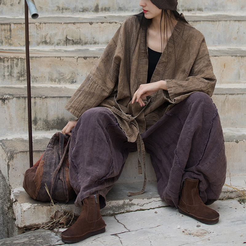 Buddha Stones Tie Dye Abrigo con diseño de cordones Meditación Zen Chaqueta con parte delantera abierta - image 10