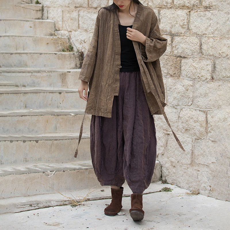 Buddha Stones Tie Dye Abrigo con diseño de cordones Meditación Zen Chaqueta con parte delantera abierta - image 5