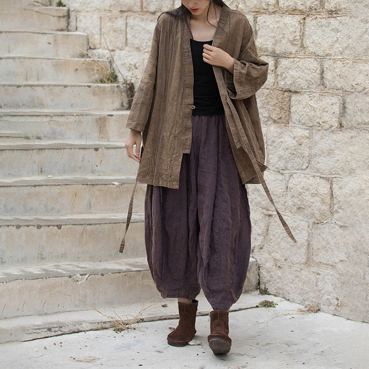 Buddha Stones Tie Dye Abrigo con diseño de cordones Meditación Zen Chaqueta con parte delantera abierta - image 5