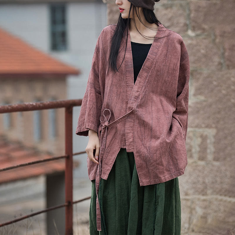 Buddha Stones Tie Dye Abrigo con diseño de cordones Meditación Zen Chaqueta con parte delantera abierta - image 17