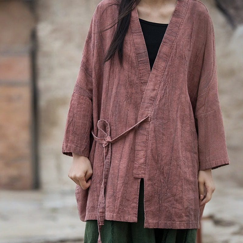 Buddha Stones Tie Dye Abrigo con diseño de cordones Meditación Zen Chaqueta con parte delantera abierta - image 13