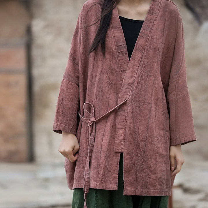 Buddha Stones Tie Dye Abrigo con diseño de cordones Meditación Zen Chaqueta con parte delantera abierta - image 13