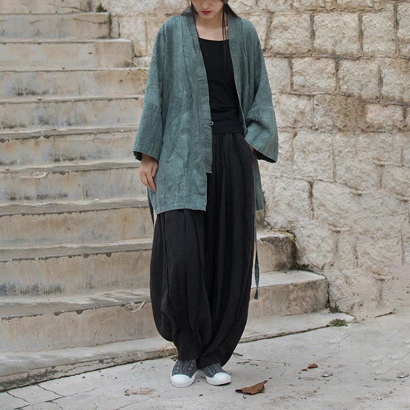 Buddha Stones Tie Dye Abrigo con diseño de cordones Meditación Zen Chaqueta con parte delantera abierta - image 28