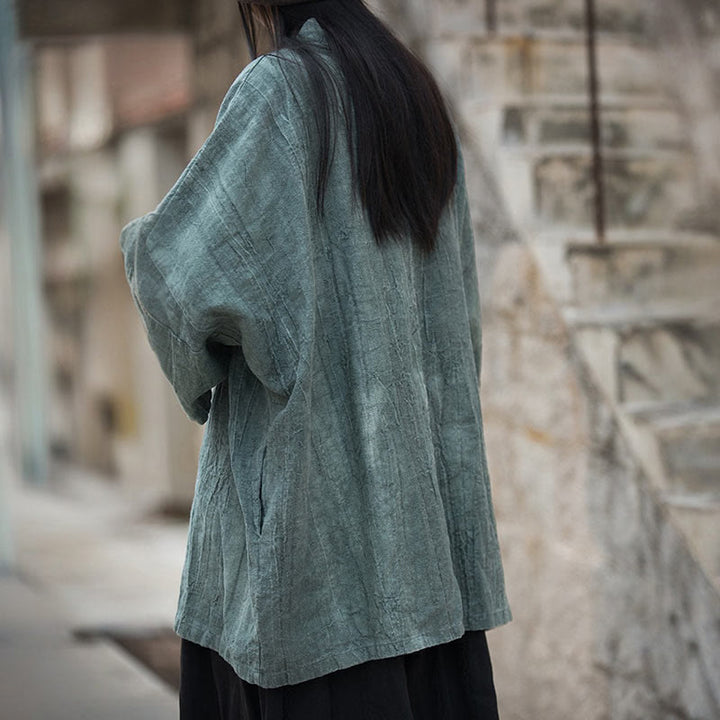 Buddha Stones Tie Dye Abrigo con diseño de cordones Meditación Zen Chaqueta con parte delantera abierta - image 24