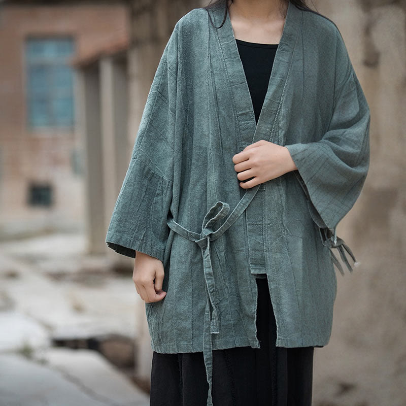 Buddha Stones Tie Dye Abrigo con diseño de cordones Meditación Zen Chaqueta con parte delantera abierta - image 22