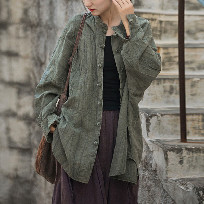 Chaqueta con frente abierto de meditación Zen de manga larga con botón de rana y teñido anudado de Buddha Stones - Verde mar oscuro (solo parte superior): tallas US4-14, UK/AU8-18, EU36-46 (F) - image 17
