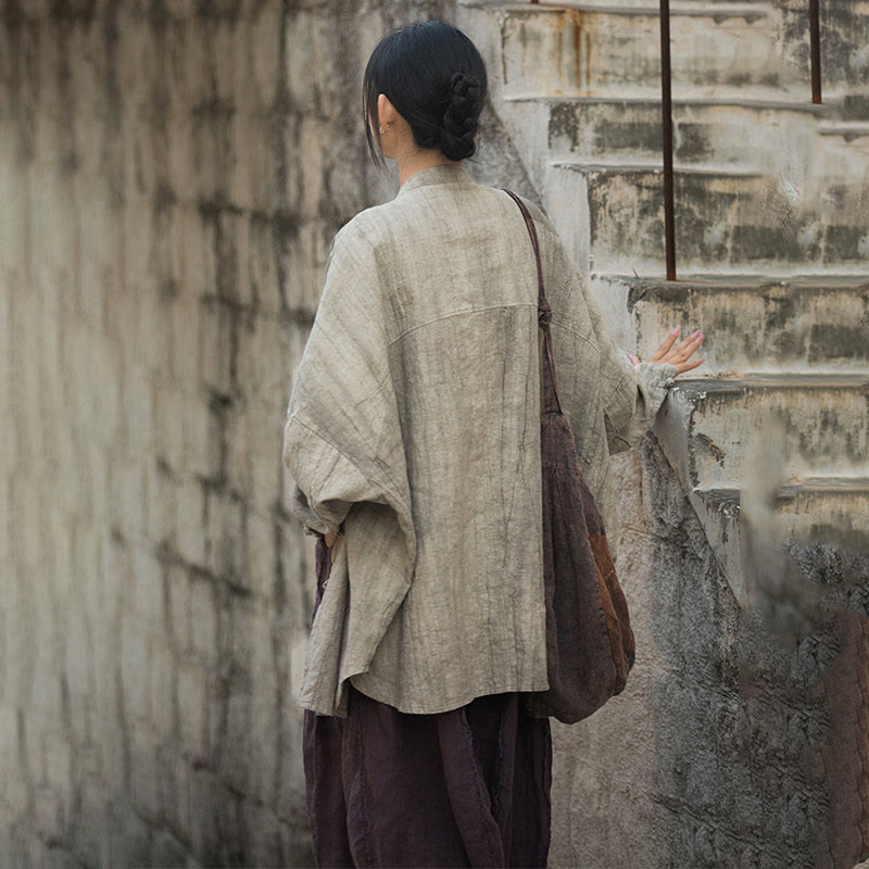 Chaqueta con frente abierto de meditación Zen de manga larga con botón de rana y teñido anudado de Buddha Stones - image 10