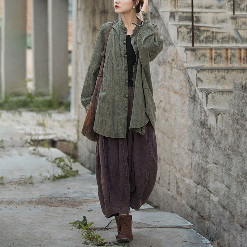 Chaqueta con frente abierto de meditación Zen de manga larga con botón de rana y teñido anudado de Buddha Stones - image 20