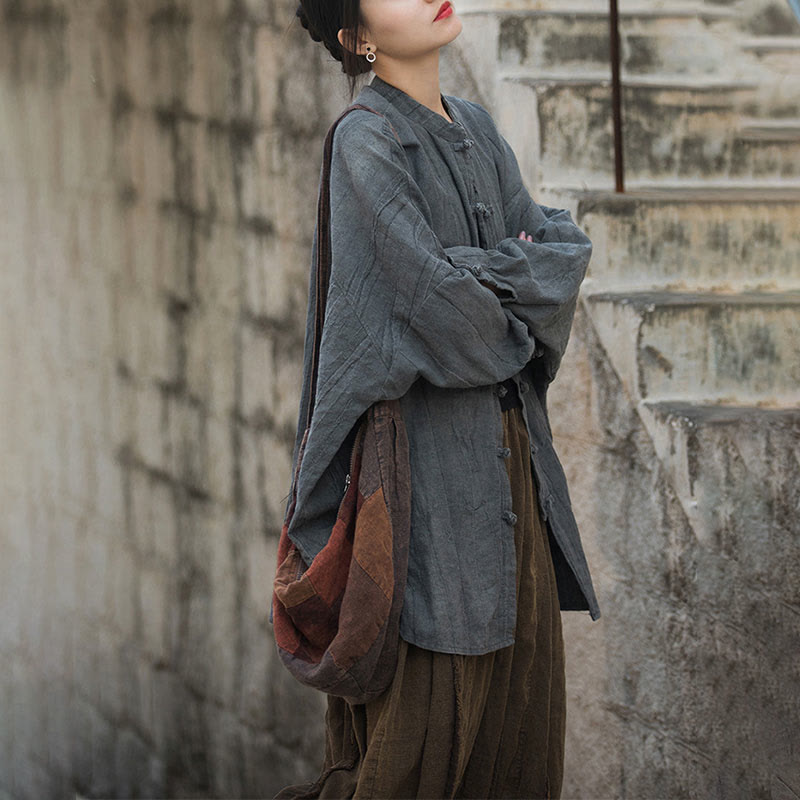 Chaqueta con frente abierto de meditación Zen de manga larga con botón de rana y teñido anudado de Buddha Stones - image 34