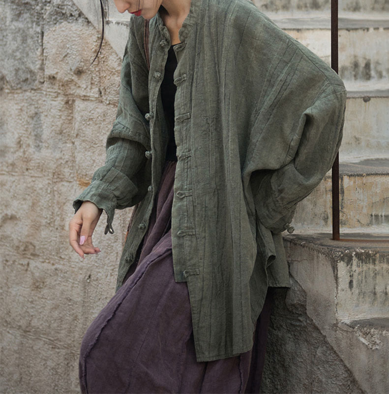Chaqueta con frente abierto de meditación Zen de manga larga con botón de rana y teñido anudado de Buddha Stones - image 18