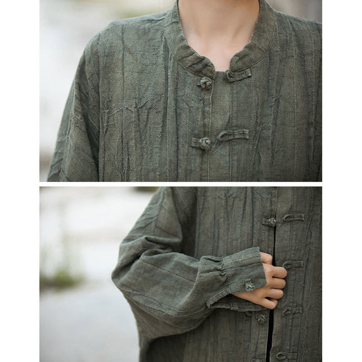 Chaqueta con frente abierto de meditación Zen de manga larga con botón de rana y teñido anudado de Buddha Stones - image 21