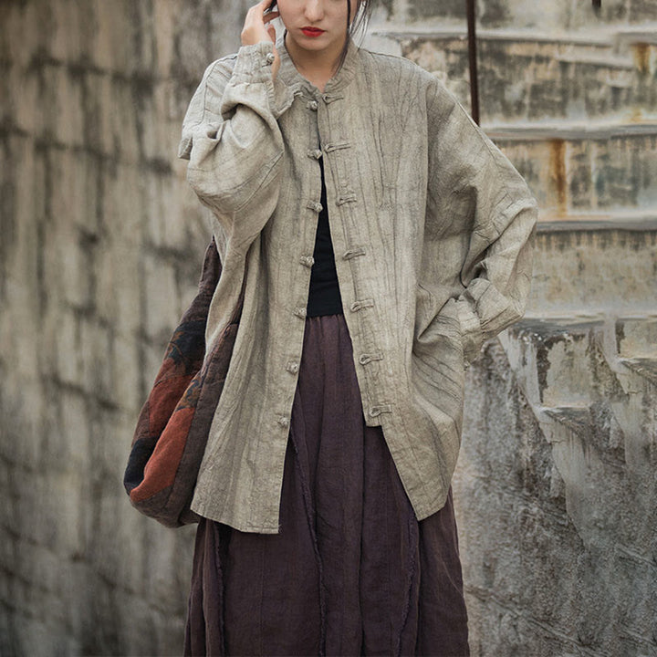 Chaqueta con frente abierto de meditación Zen de manga larga con botón de rana y teñido anudado de Buddha Stones - image 8