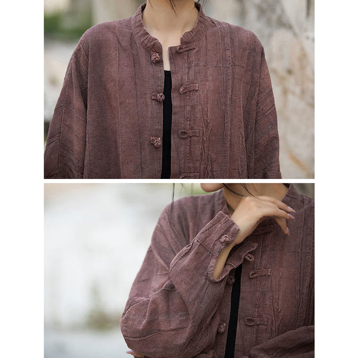 Chaqueta con frente abierto de meditación Zen de manga larga con botón de rana y teñido anudado de Buddha Stones - image 32