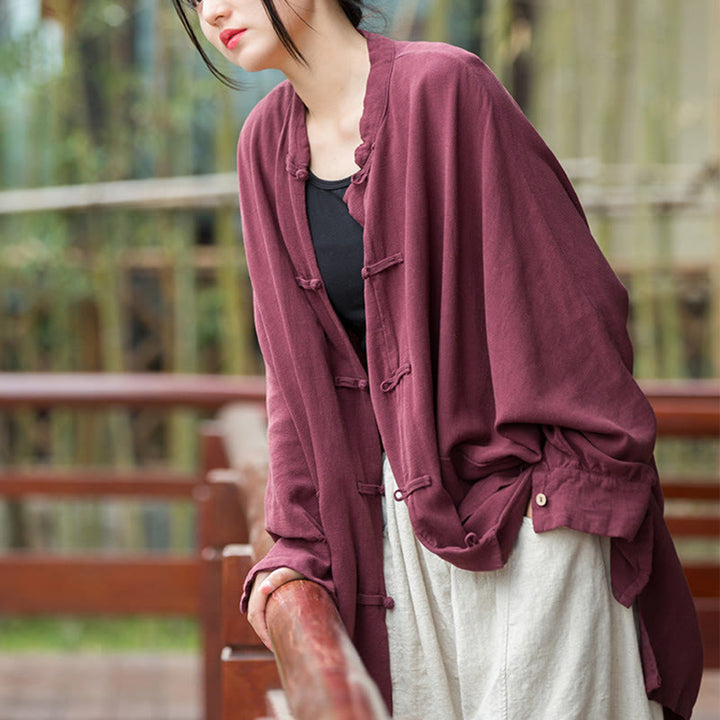 Chaqueta frontal abierta de meditación Zen de manga larga con botones de rana y bolsillos de Buddha Stones - image 3