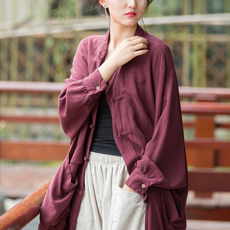 Chaqueta frontal abierta de meditación Zen de manga larga con botones de rana y bolsillos de Buddha Stones - image 5