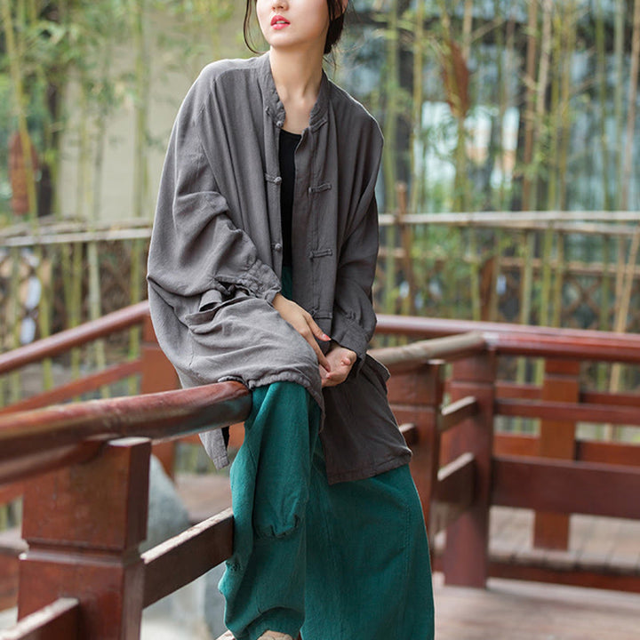 Chaqueta frontal abierta de meditación Zen de manga larga con botones de rana y bolsillos de Buddha Stones - image 20