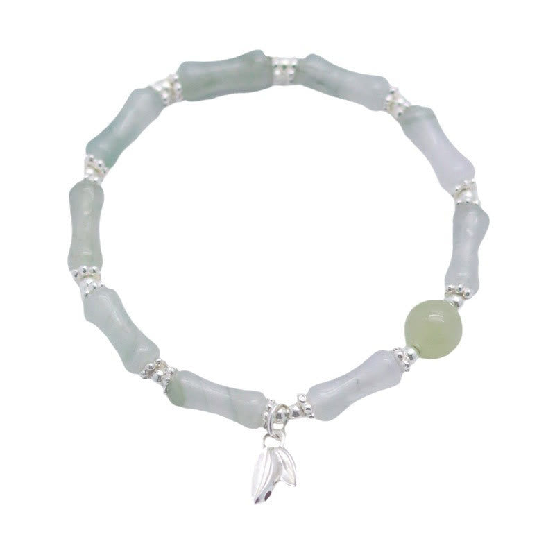 Buddha Stones Pulsera de la suerte con amuleto de bambú y jade Tianshan natural en plata de ley 925 - image 8