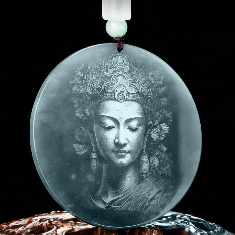 Buddha Stones Kwan Yin Avalokitesvara Jade Abundancia Cadena Collar Colgante - Jade - image 0