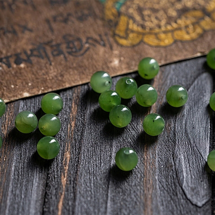 Buddha Stones Pulsera de la paz con 108 cuentas de mala tibetanas, semillas de bodhi moradas, jade cian hetiano, cobre y dorje. - image 8