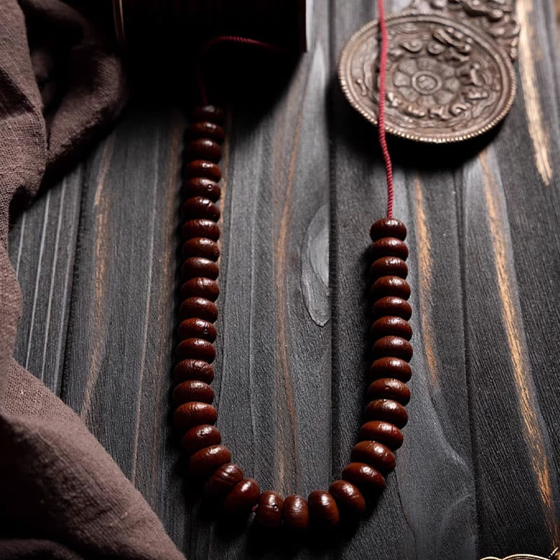 Buddha Stones Pulsera de la paz con 108 cuentas de mala tibetanas, semillas de bodhi moradas, jade cian hetiano, cobre y dorje. - image 18