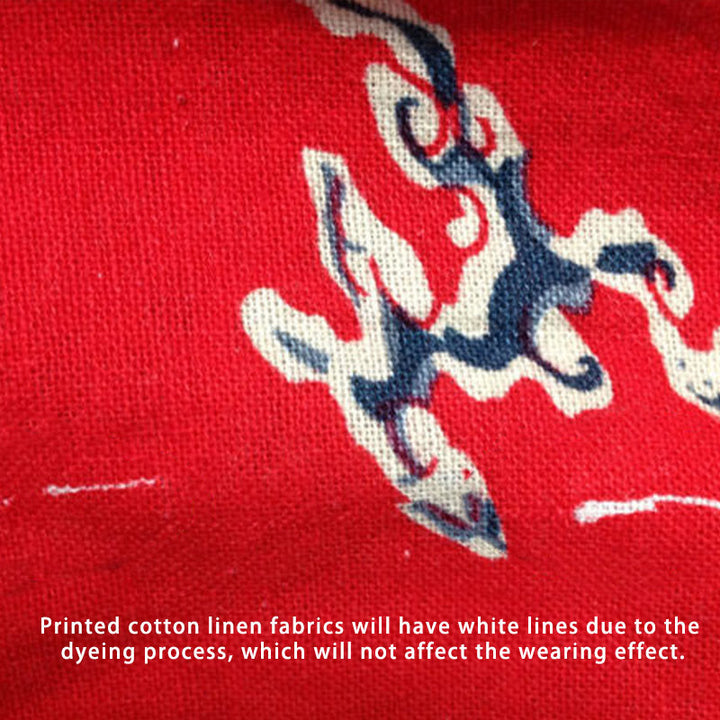 Vestido midi con estampado de flores de peonía roja y Buddha Stones Vestido de lino y algodón de media manga - image 13