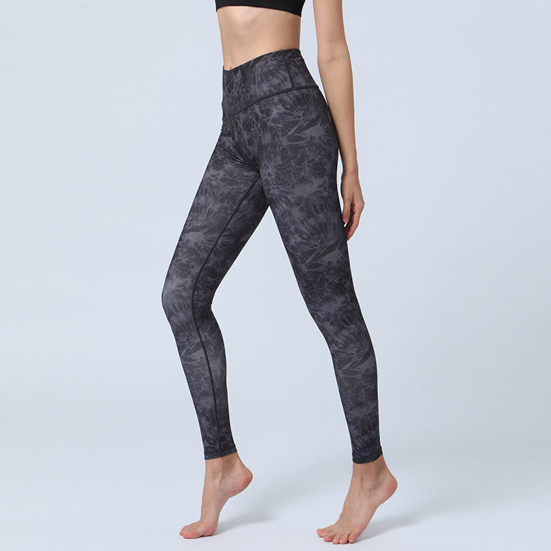 Leggings de cintura alta para mujer con estampado de Buddha Stones - Flores negras - US8-10, UK/AU12-14, EU40-42 (XL) - image 5