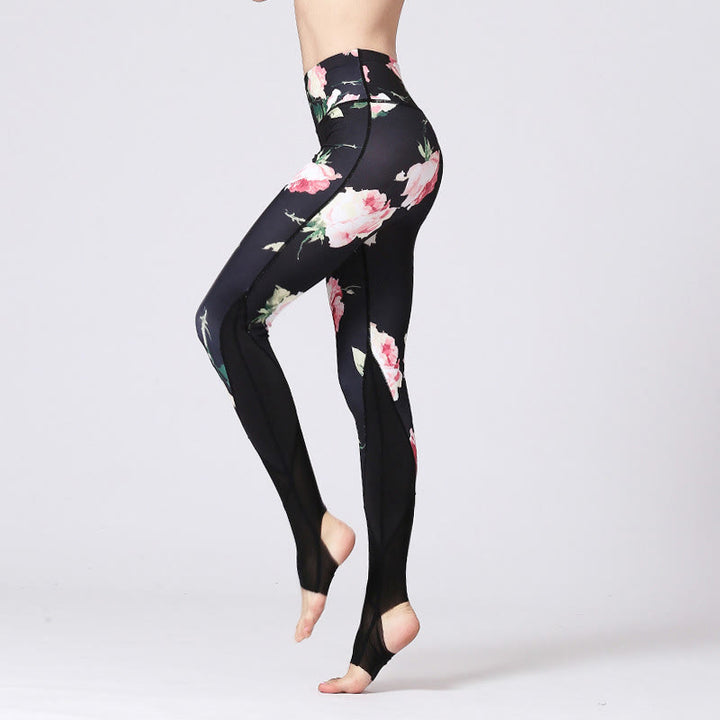 Leggings deportivos de yoga con estampado de flores de peonía rosa y Buddha Stones para mujer - Flor de rosa - US8-10, UK/AU12-14, EU40-42 (XL) - image 1