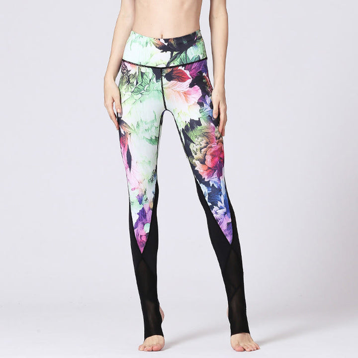 Leggings deportivos de yoga con estampado de flores de peonía rosa y Buddha Stones para mujer - image 10
